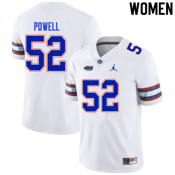Women #52 Antwuan Powell Florida Gators College Football Jersey White